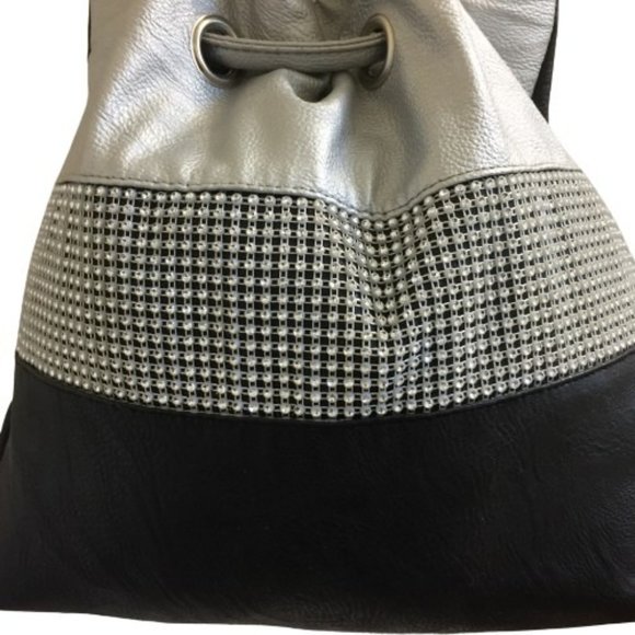 Silver & Black Sparkling Ladies Handbag - Picture 5 of 14